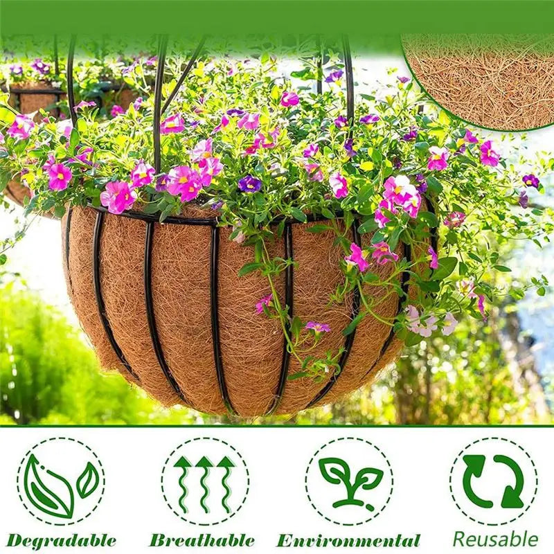 ABKW-3 Pcs Natural Coconut Fiber Basket Coconut Replacement Liner For Hanging Baskets Planters Flowers Vue