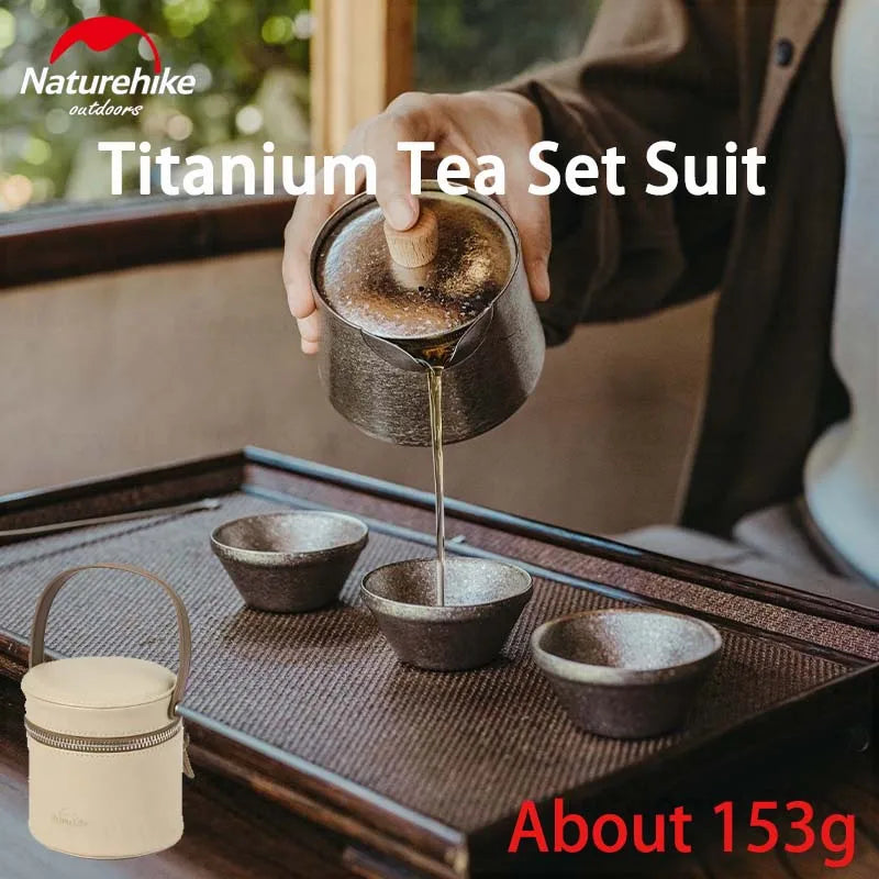 Naturehike Ultralight Titanium Tea Set – Camping Teapot & Cups Camping Tea Set Vue