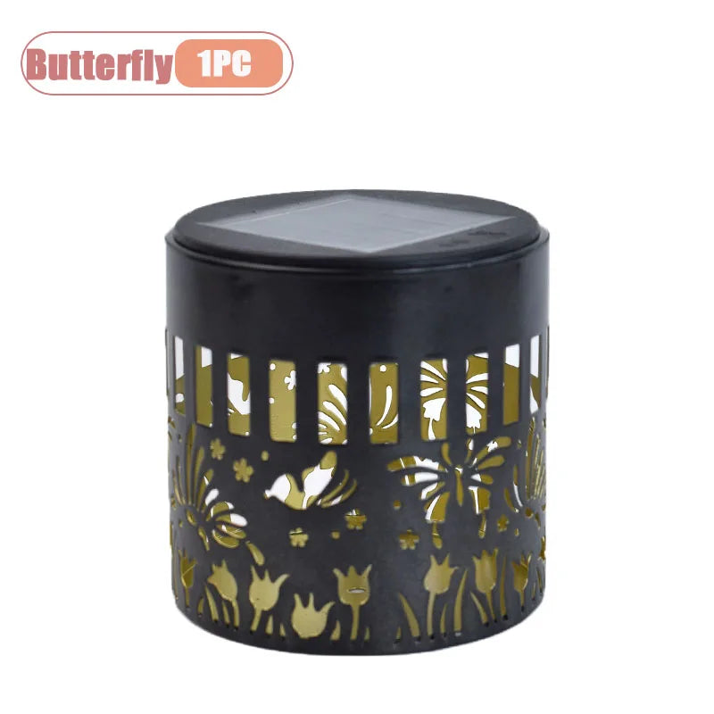 1-8PCS Solar Powered Outdoor Wall Sconce Hummingbird Butterfly Silhouette Projection Lamp for Garden Courtyard Fence Patio Decor Vue Butterfly-1PC