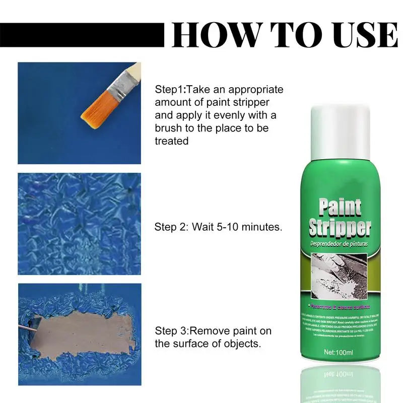 100ml Strong Paint Remover for Metal Fast Effective Paint Stripper Liquid with Brush for Automobile Motorcycle Rust Removal Vue