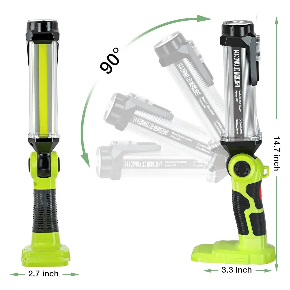 35W Rechargeable Work Light Portable Floodlight Emergency Lighting for Ryobi 18V Battery for Workshops, Camping and Emergencies Vue