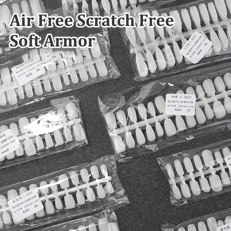 300 Pcs/Bag Fake Nail Tips Matte Coverage Transparent False Nails Tips Gel Nails Extension Diy Practice Nail Tool Vue