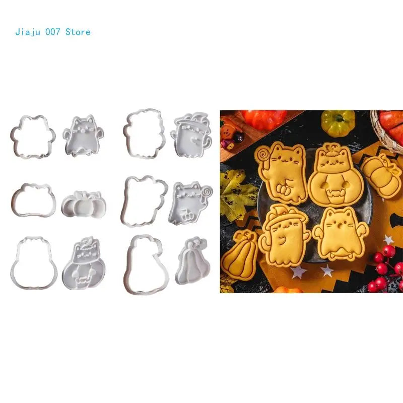 8-Pack Cat Cookie Cutters & Biscuit Molds | Halloween Baking Cookie Mold Set Vue