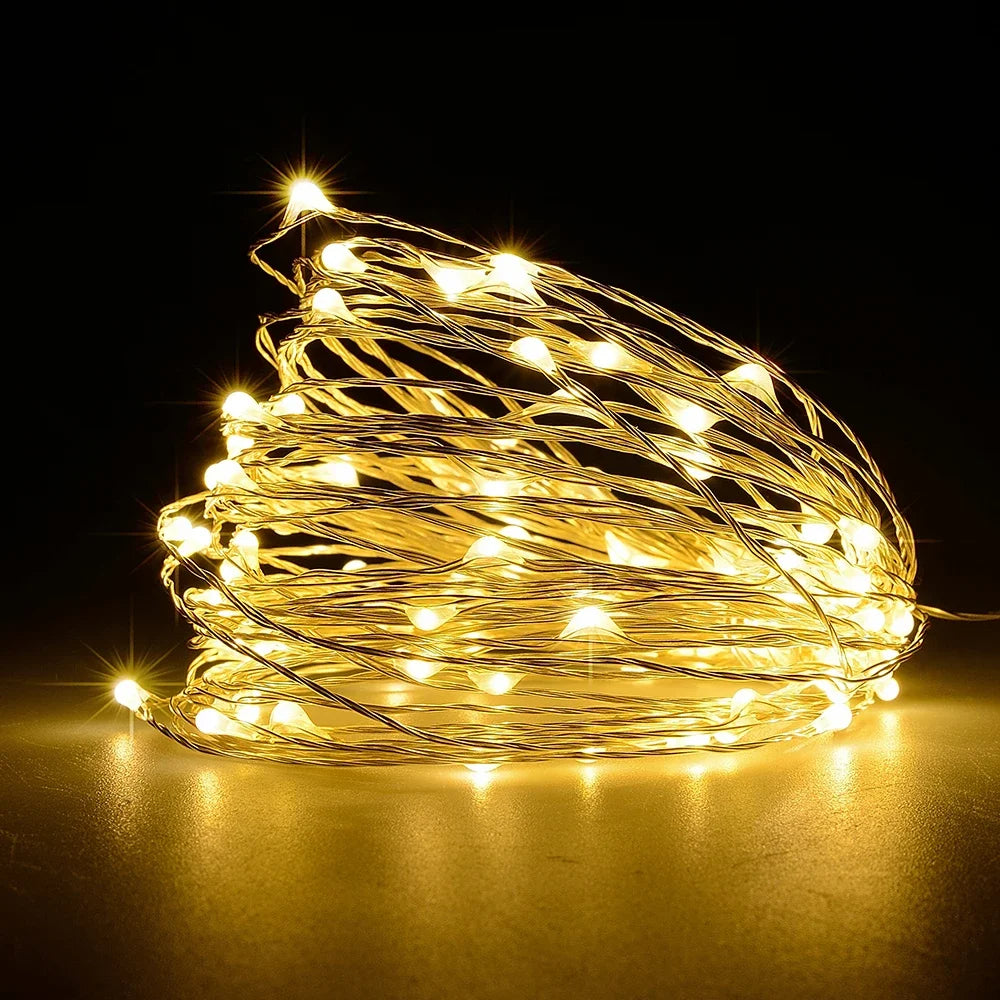 Fairy String Lights 20m 200LEDs Copper USB Powered String Light Waterproof Twinkle String Lights for Bedroom Christmas Party De Vue