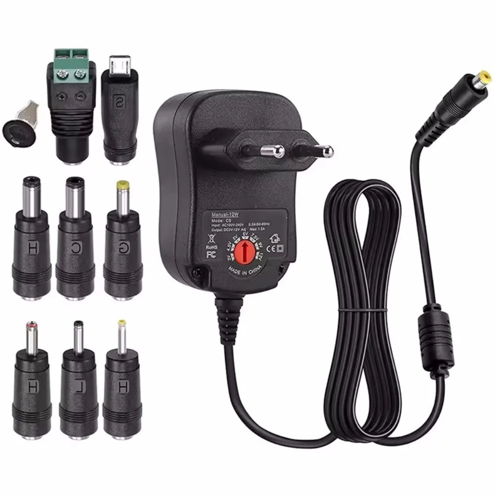 3V 4.5V 5V 6V 7.5V 9V 12V 2A/2.5A AC/DC Adapter US/EU Adjustable Power Adapters USB Universal Charger Switch Power Supply Vue