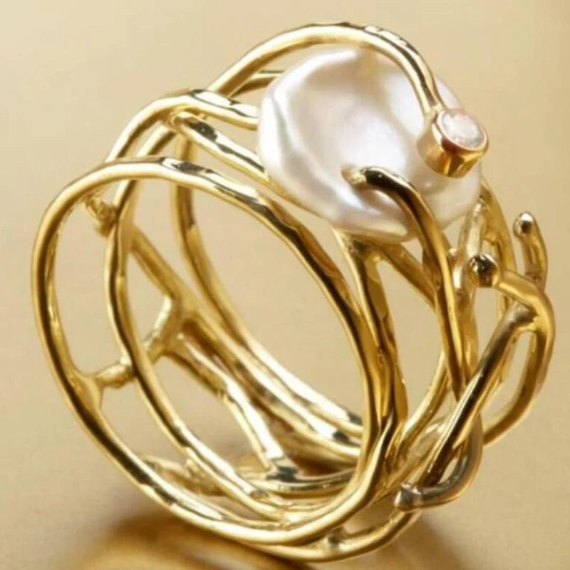 Huitan Cross Ring with Imitation Pearl & Cubic Zirconia | Women Fashion Ring Vue A048 8