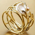 Huitan Cross Ring with Imitation Pearl & Cubic Zirconia | Women Fashion Ring Vue A048 8