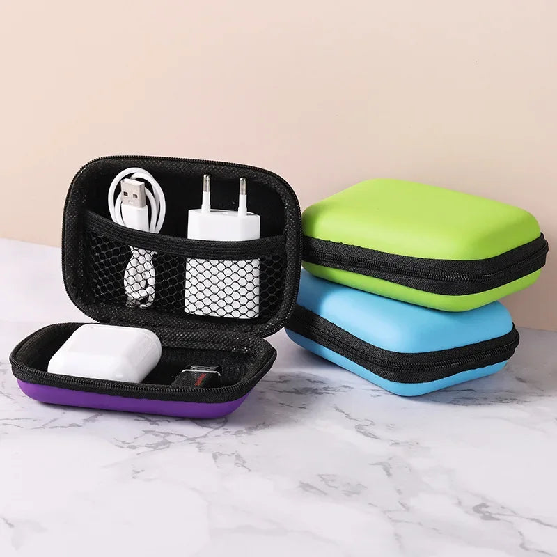 1-20PCS Earphone Storage Box with Mesh Pocket for Headphones Charger Cable Organizer Protective Case Lightweight Vue