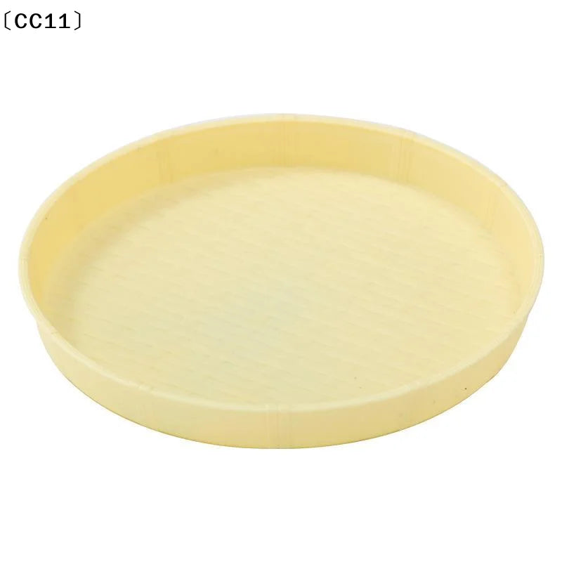 Bamboo Woven Circular Disc Dinner Plate Fruit Snack Trays Breakfast Vue