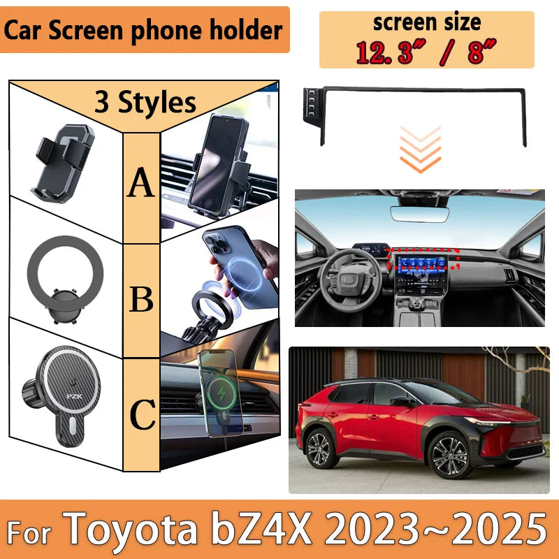 12.3" / 8" For Toyota bZ4X Accessories 2023 2024 2025 Subaru Solterra MagSafe Magnetic Screen Car Phone Holder Adjustable Mount Vue