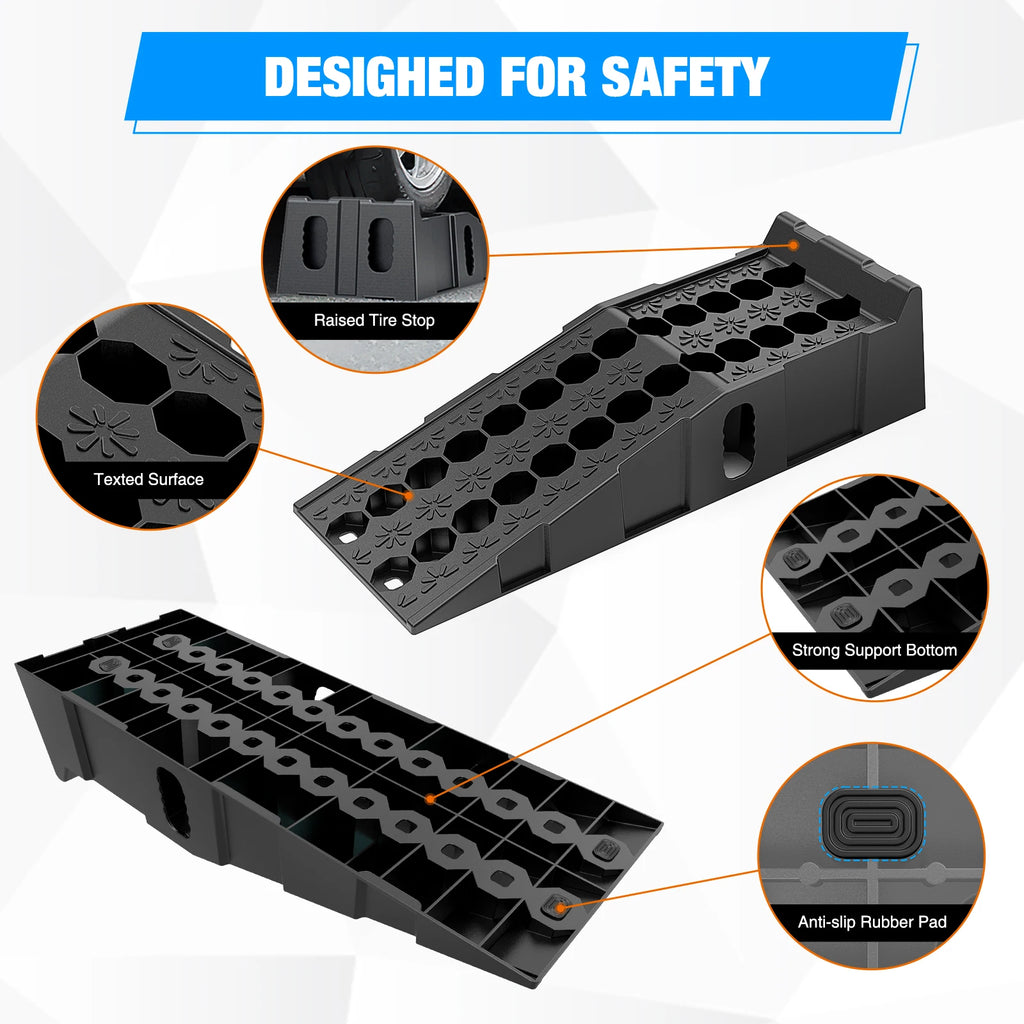 Nilight Car Leveling Ramps Levelers Lightweight Travel , Portable Vehicle Service Ramp 6.7" Lift Heavy Duty Truck Ramps for Home Garage Maintenance, 16,000lb. GVW Capacity Per Pair Vue