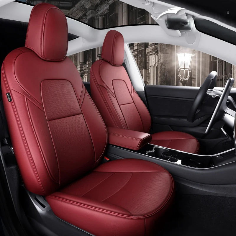For Tesla Model 3 Model Y 2017-2025 Premium Car Seats Cover Nappa Leather Full Surround Style Cushion Interior Accessories Vue