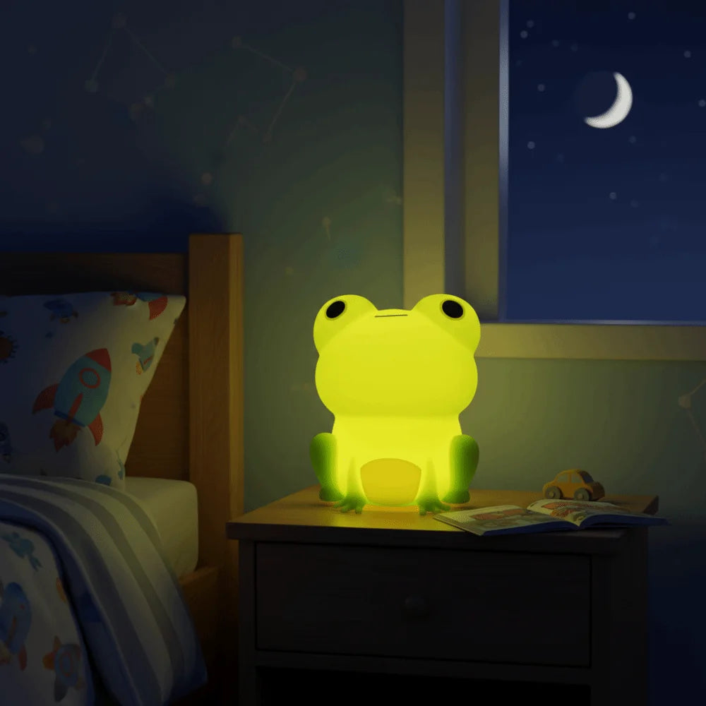 Soft Silicone Night Lamp Rechargeable Colorful Light Frog Night Light Dimmable Timer Function Animal Night Light Bedroom Vue