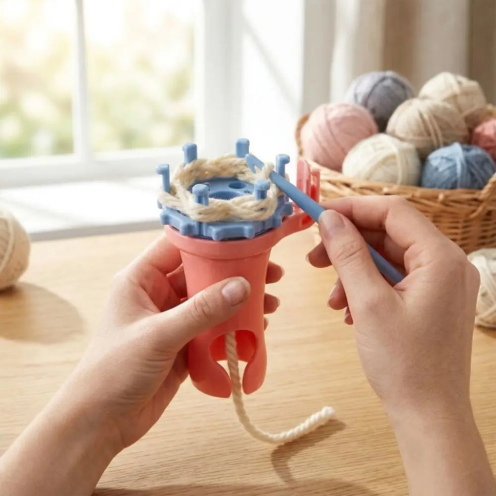 Portable Plastic Spool Knitter Manual Round Shape Weaving Lacing Machine Changeable Heads DIY Craft Bracelet Weaver Gift Vue