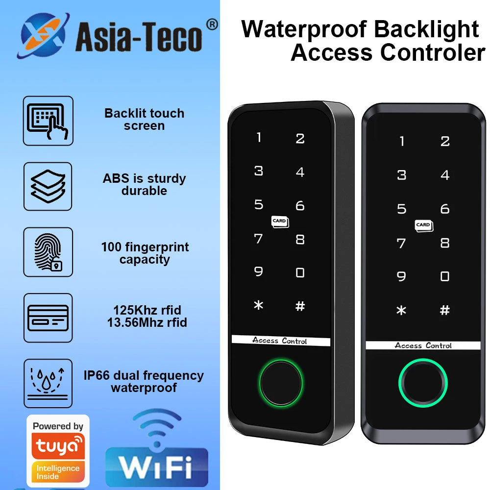 Support Tuya app WIFI fingerprint door lock IC card reader controller outdoor keyboard waterproof access control system Vue
