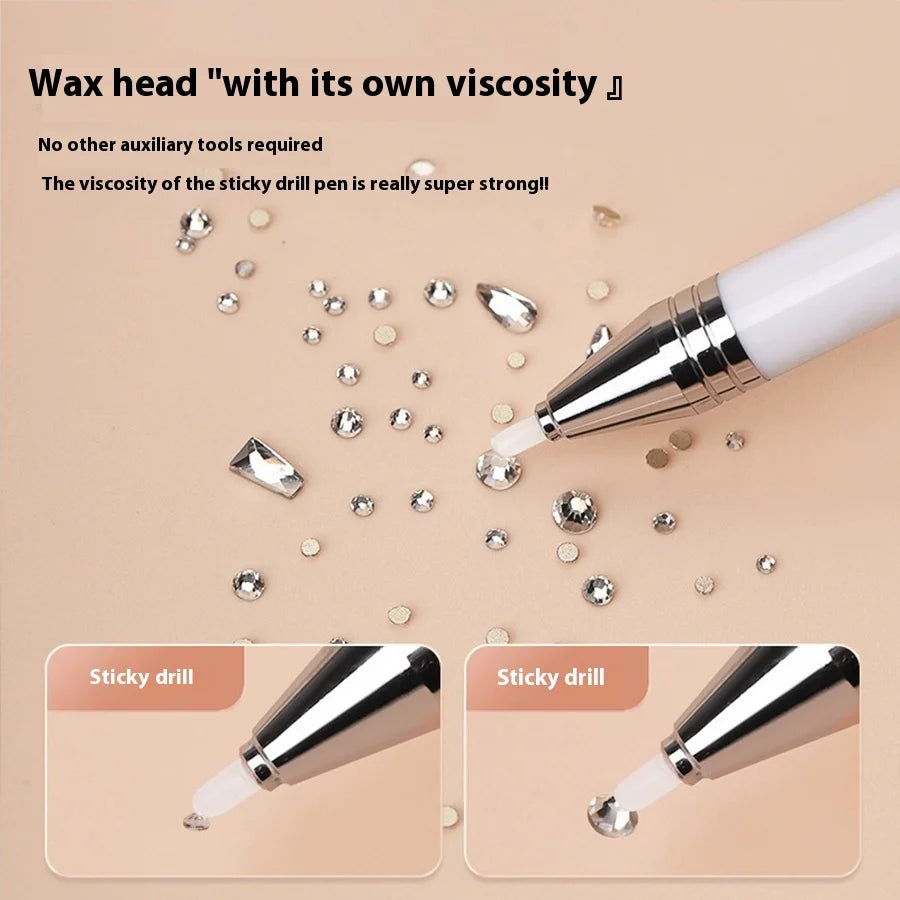 1 nail self-adhesive rhinestone pen, gemstone picker, nail art auxiliary tool, rotatable pen tip for waxing, crayon point brush Vue