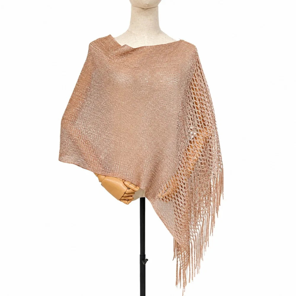 Multicolor Hollow Out Shawl Solid Breathable Glitter Scarf Gold
