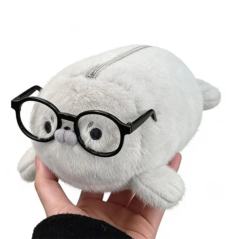 Plush Seal Doll Pencil Case Large Capacity School Office Stationery Bag High Aesthetic Value for Young Girls Vue A4