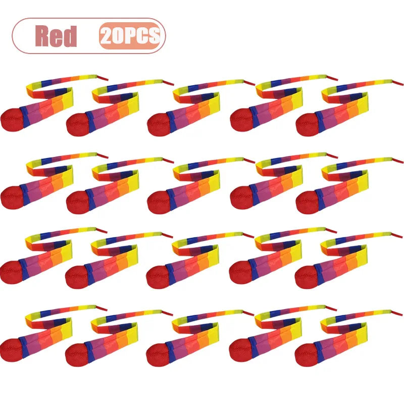1-20PCS Rainbow Tail Throw Catch Ball Soft Colorful Playground Toy for Kids Adults School Training Gift Sports Durable Fun Vue Red-20PCS