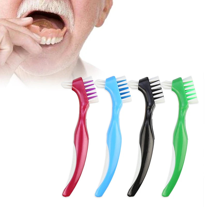 Denture Cleaning Brush Dual Heads Gum Cleaner For Men Women Multi-Layered Bristles False Teeth Brush Oral Cleaning Tools Vue