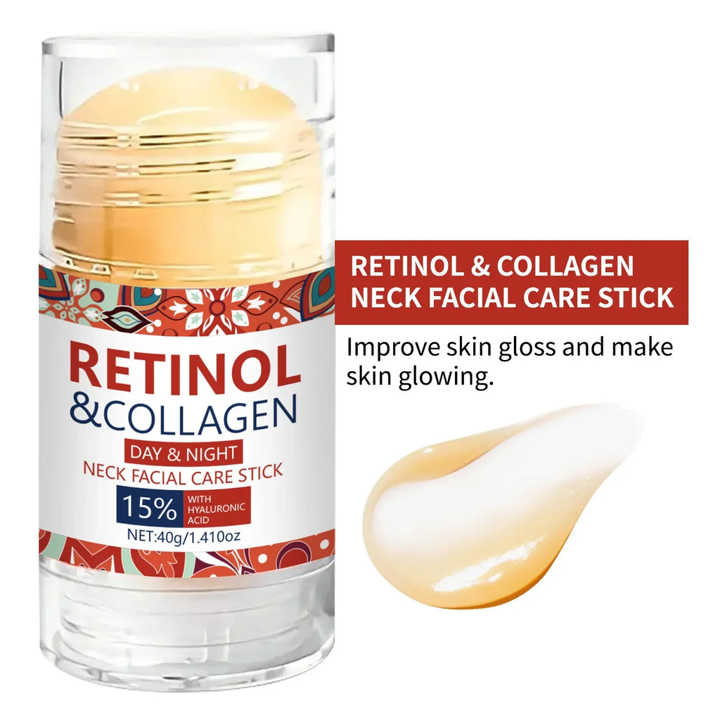 Retinol & Collagen Facial Care Stick - 40g, Day & Night Use, Non-Greasy & Moisturizing Neck Facial Care Stick Vue