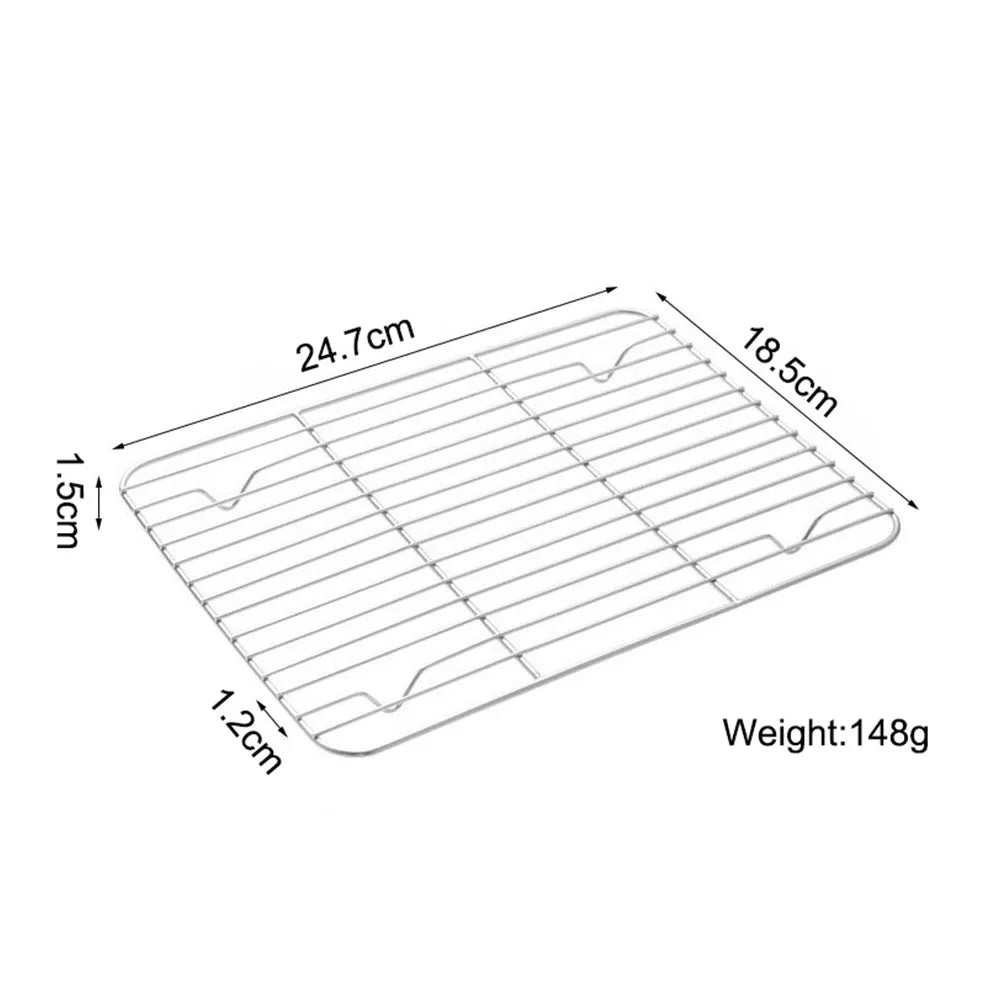 Stainless Steel Cooling Rack Non-stick Silver BBQ Tray Barbecue Vue 24.7x18.5cm