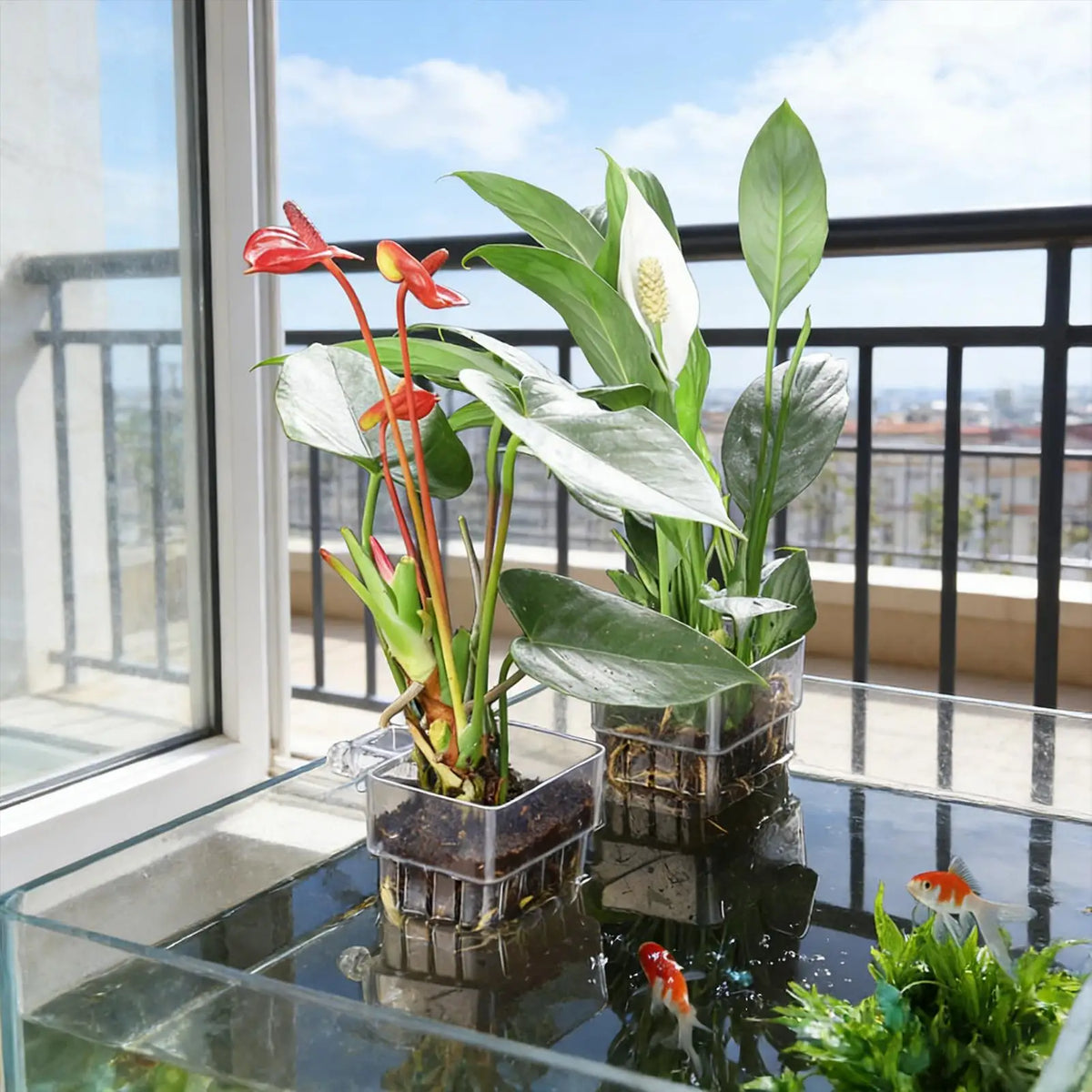 Home Transparent Hanging Aquarium Plant Holder, Hydroponic Planter Pot for Indoor Fish Tank, Water Plant Cultivation Container Vue