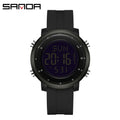 SANDA 6378 Men's Digital Sports Watch – Waterproof, Dual Time Digital Sports Watch Vue All black