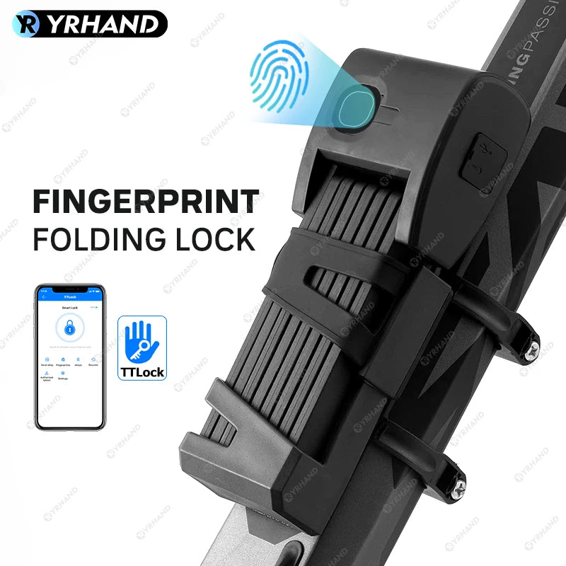 YRHAND Ttlock Unlock Bicycle Foldable Bike Lock Road Fold Lock High Security IP67 Anti-Theft Scooter Electric E-Bike Smart Lock Vue