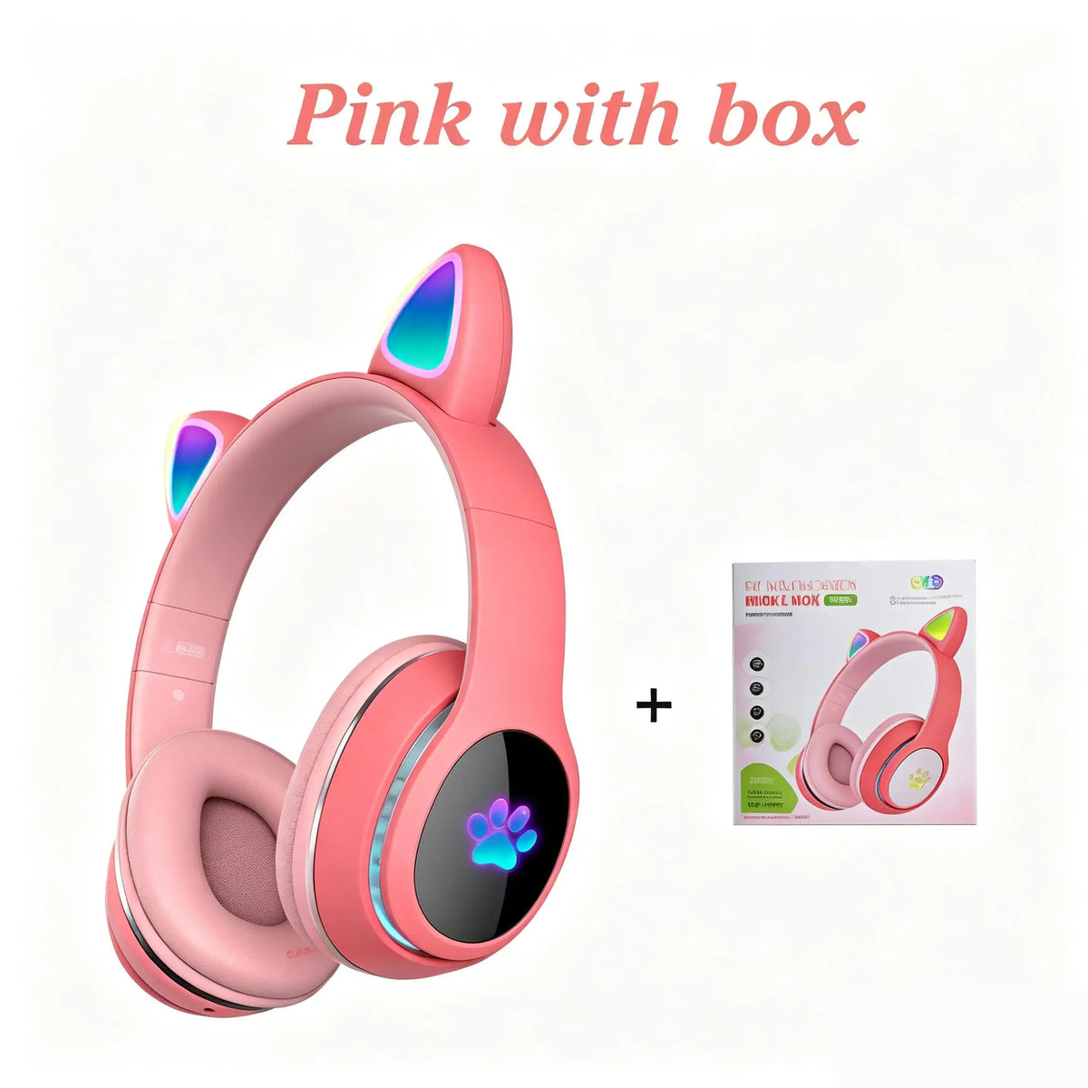 Cat Ears Headphones Flash Light Wireless With MIC Control LED Kid Stereo Cute Music Bluetooth Phone Headset Earphone Girls Gift Vue Type 4 with box