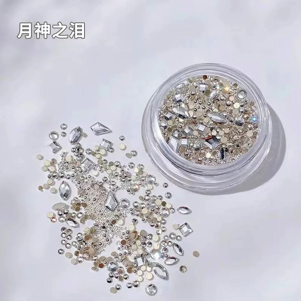 1/4pcs Nail Accessories Set Multi Shape Crystal Pink Water Diamond Round Bead Diamond Jewelry Nail Art Creation Decoration Vue 04