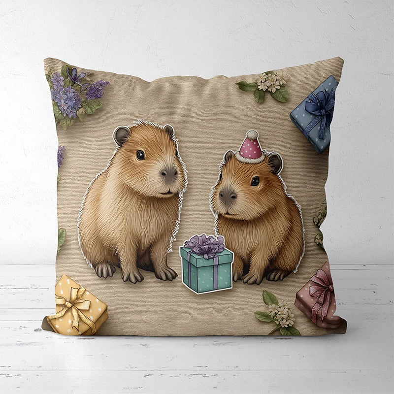 Capybara Cushions with Festive and Cute Designs Square polyester pillowcase, modern sofa decorative cushion cover Vue 4 50x50cm