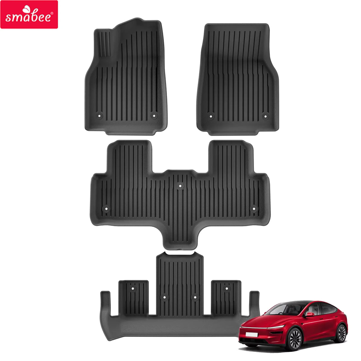 Smabee Left Hand Drive for Tesla Model YL 6seats 2025 2026 Car Floor Mats Cargo Liner Trunk Pad TPE 3D Waterproof Accessories Vue