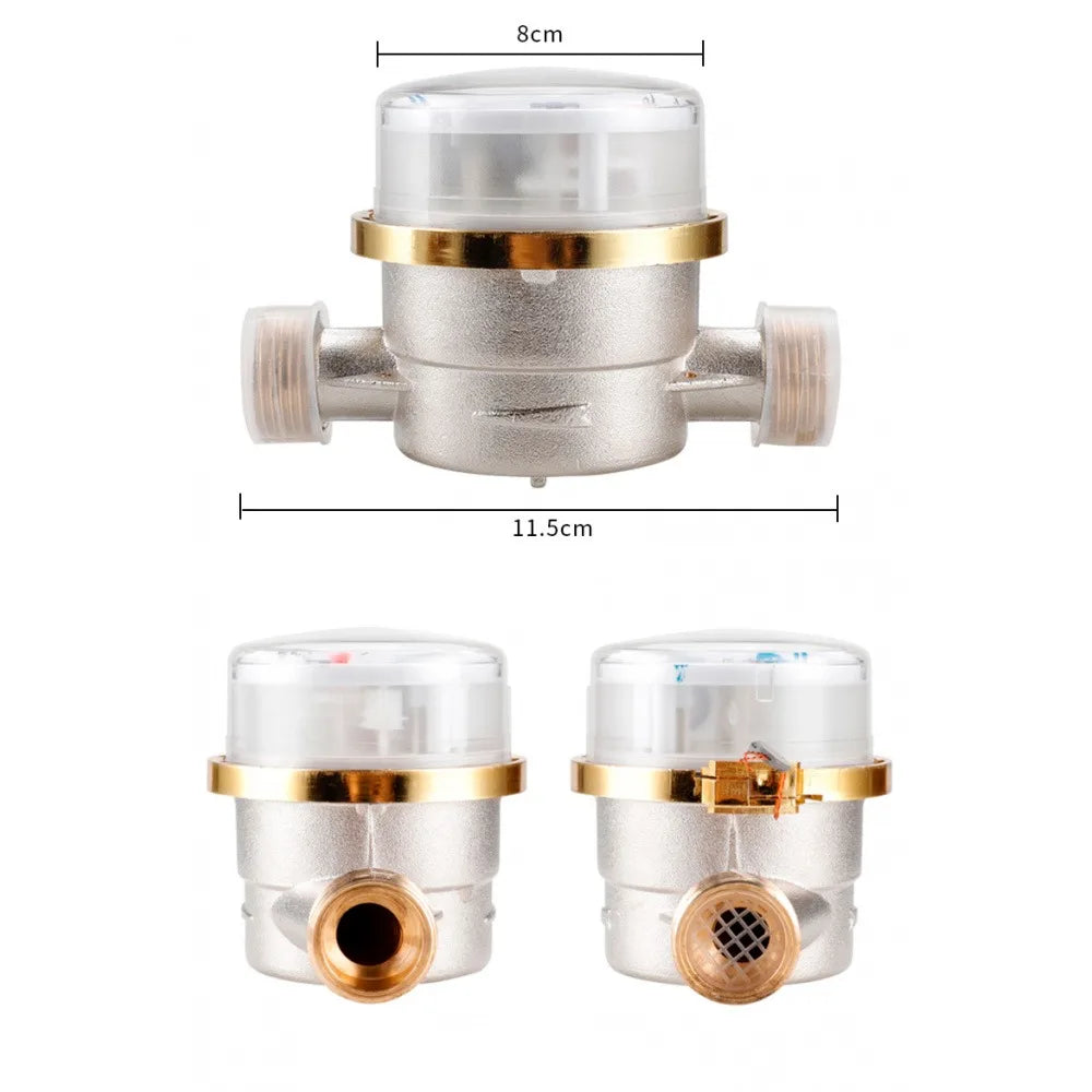 15mm 1/2 Inch Smart Water Flow Meter Read of Cubic Flow Meter 360 Adjustable Rotary Counter Water Measuring Meter for Garden Vue