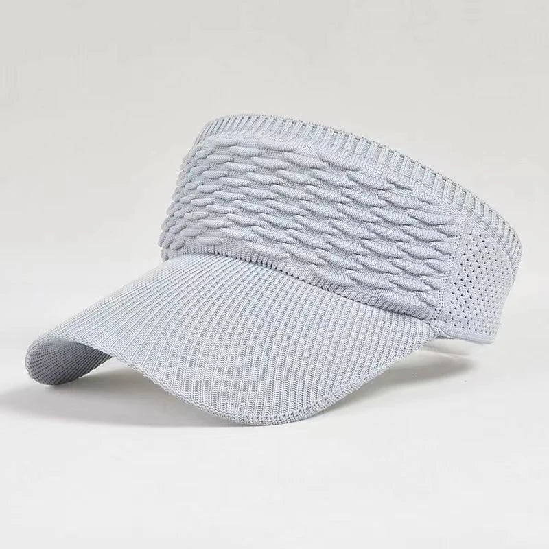 Summer Anti-UV Sun Hat Women Empty Top Hat Travel Beach Outdoor Sports Visor Cap Knitted Baseball Hat Vue Gray