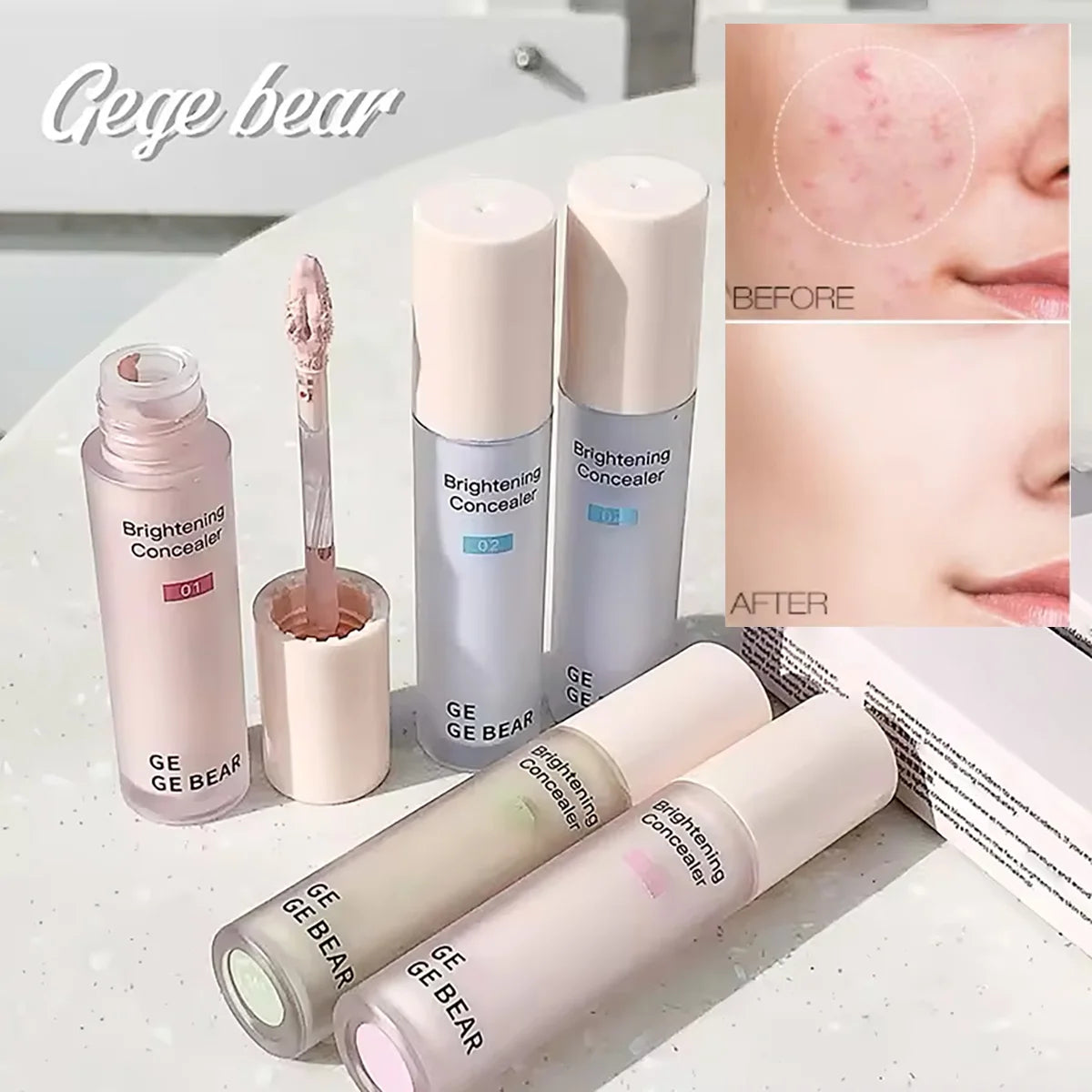 Gege Bear Makeup Face Concealer Full Coverage Long Lasting Waterproof Liquid Base Eye Dark Circles Concealer Vue