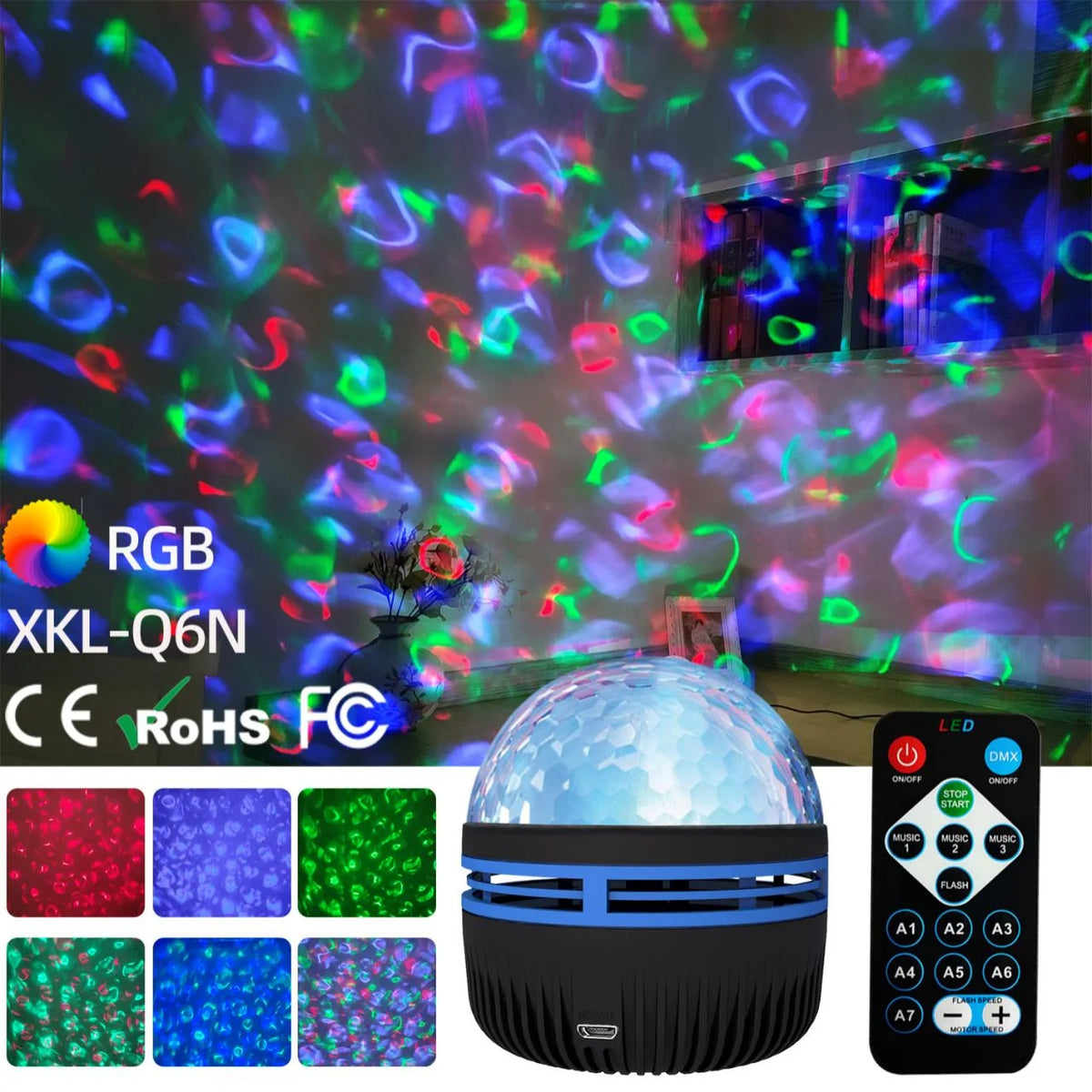 LED Starry Galaxy Projector Rotating Night Light RGB Smart Remote Control Aurora Star Sky Atmosphere Lamp For Home Party Decor Vue