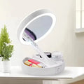 Double-Sided Travel LED Makeup Mirror with 10X Magnification Folding Portable Cosmetic Mirror with Lights Dual Powered Supply Vue white