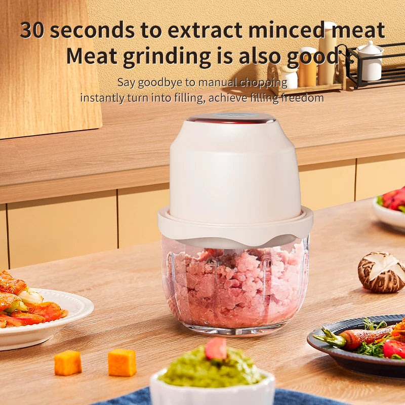 350ML Food Chopper Electric Meat Grinder Garlic Masher USB Multifunction Slicer Blender Kitchen Food Processor Vue