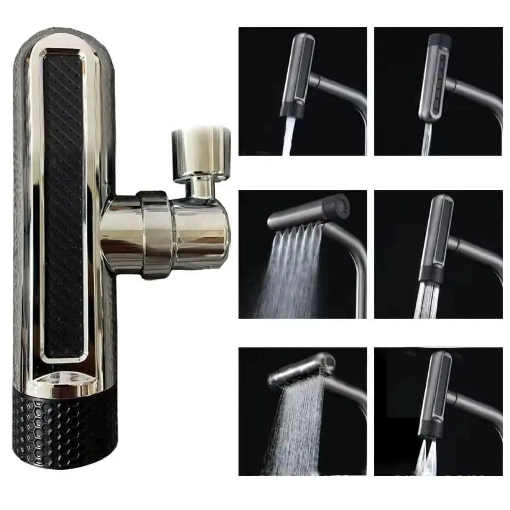 6 Modes Kitchen Splash Proof Faucet Water Saving Stainless Steel Water Tap Extender 360° Rotating Multi-functional Vue