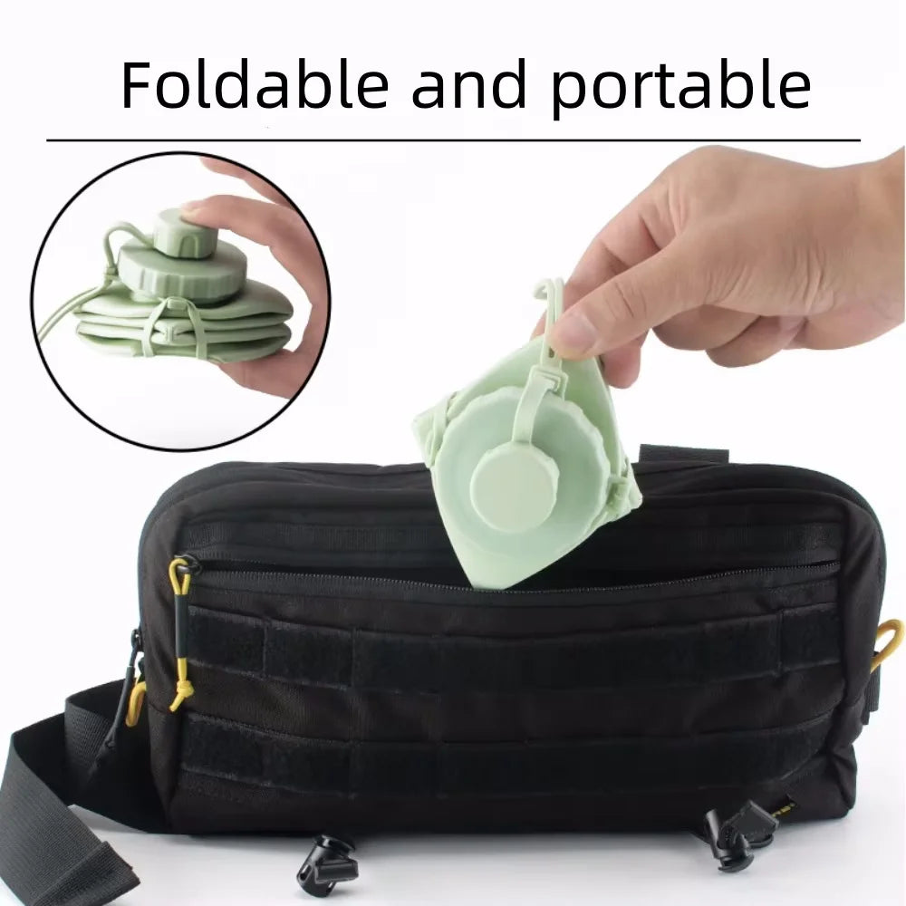 600ml Silicone Folding Bottle Adult Portable Reusable Plastic Cups Outdoor Travel Gym Water Bottle Motivational Drinking Bottle Vue