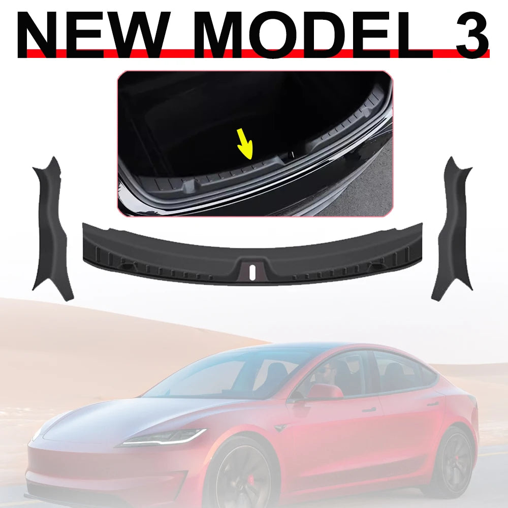 For 2026 2025 2024 Tesla Model 3 Highland Rear Bumper Guard Protector TPE Trunk Bumper Sill Cover Interior Travel Accessories Vue