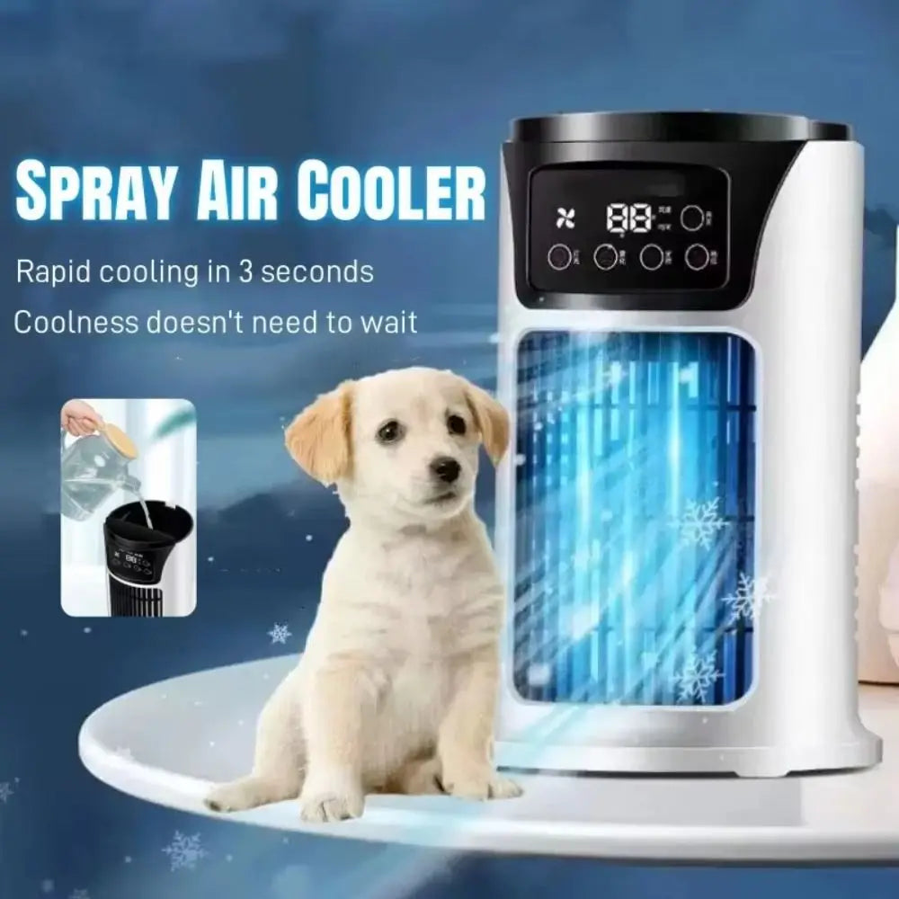 6 Speeds Misting Fan Compact Design 300ML Water Tank Portable Air Conditioner Water Mist Atomization Low-Noise Operation Vue