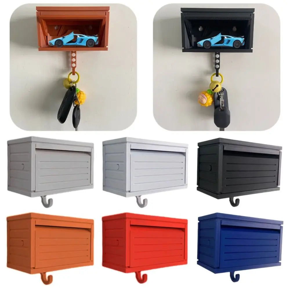 Creative Car Garage Key Holder Multifunctional Funny Fun Key Organizer Space-saving with Opening Door Wall Mount Key Rack Vue