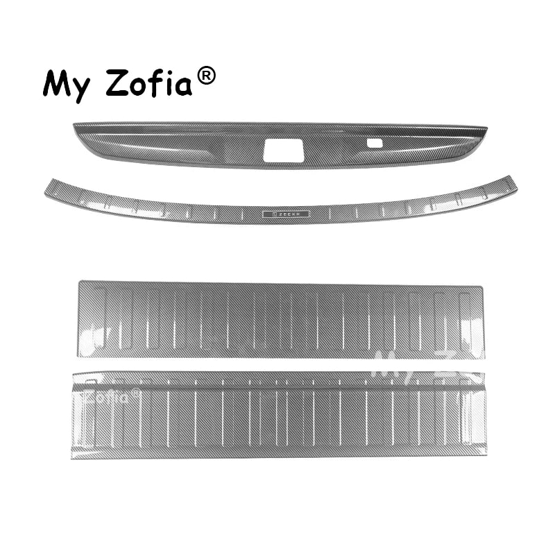 For ZEEKR 9X 2025 2026 Car Trunk ABS Carbon fiber Threshold Strip Tailgate Anti Kick Sill Trunk Plate Cover Accessories Vue