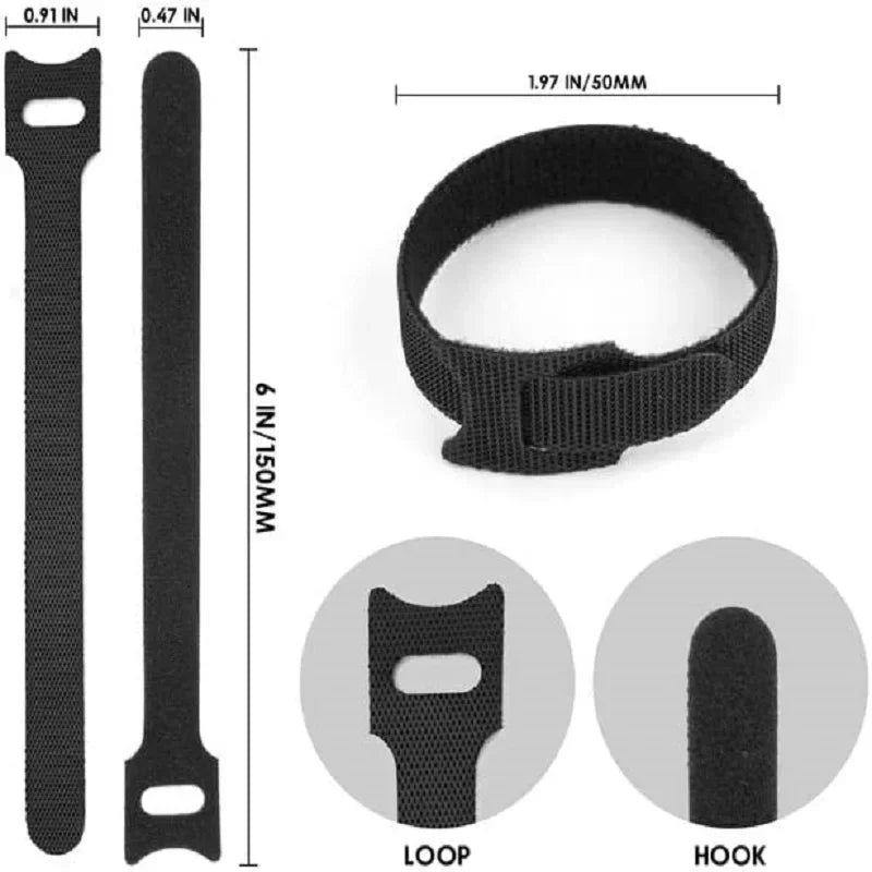 vvocci EarphonesTape Straps Releasable Cable Organizer Ties 100pcs Mouse Wire Management Nylon Cable Ties Reusable Loop Hoop Tie Vue