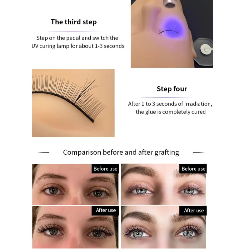 Mini Handheld Rechargeable UV Eyelash Extension grafting Lamp, Fast Curing for Glue, Wireless Tweezer Light Vue