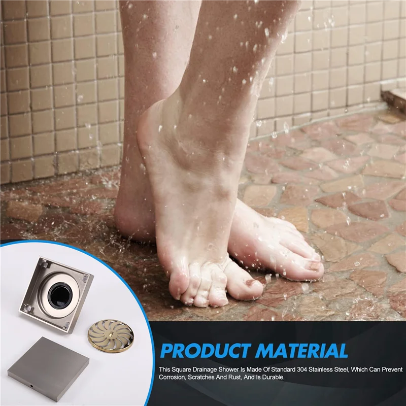 Bathroom Drainage Floor Drain Large-Volume Bathtub Floor Drain Cover Inlaid Tile Deodorant Floor Drain CABKW Vue