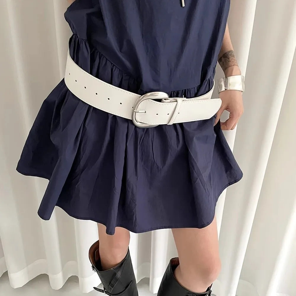 Adjustable Wide Belt Leather White Waist Cincher Women Vue