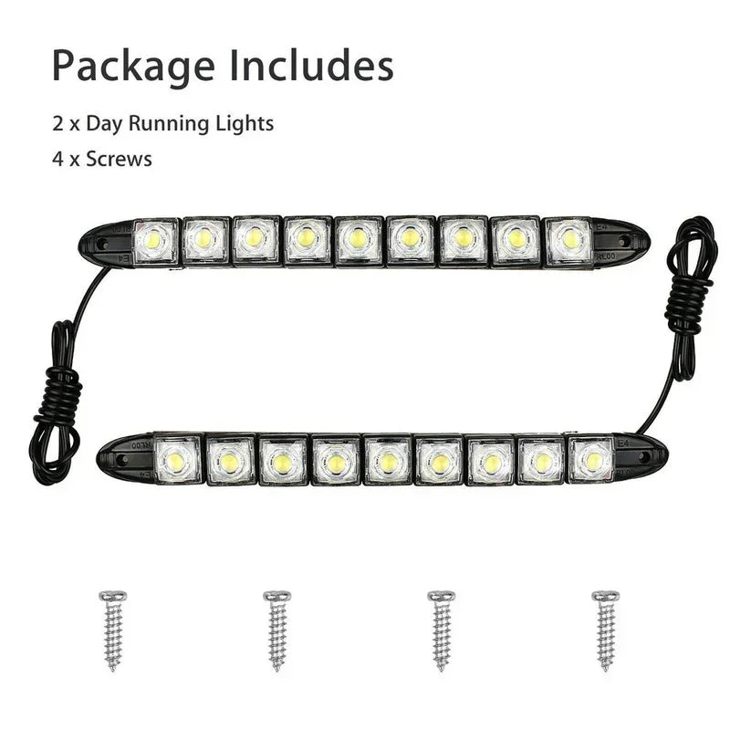 2Pcs 9 LED 12V Car Daytime Running Light Flexible Waterproof Fog Day Driving Head Lamp Vue